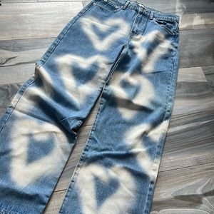 High rise wide leg jean with hearts